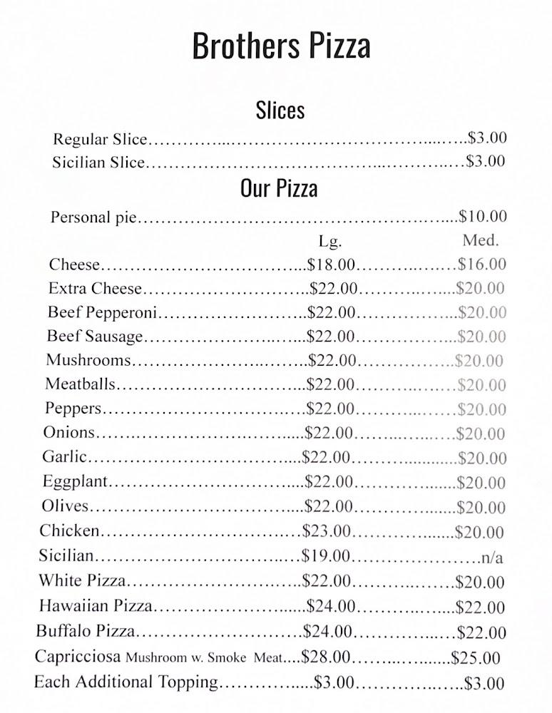 Brother's Pizzeria Menu image 3